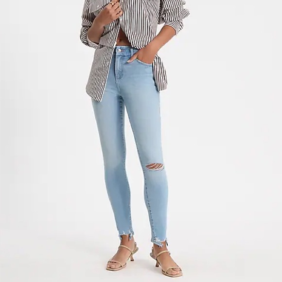 Express Mid Rise Light Wash FlexX Ripped Skinny Jeans Size S Regular - Picture 2 of 11